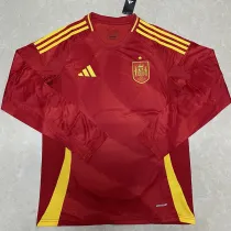 2024 Spain Home Long Sleeve  Fans Soccer Jersey(长袖)