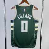 22/23 BUCKS LILLARD #0 Away Green Top Quality Hot Pressing NBA Jersey(V领)
