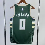 22/23 BUCKS LILLARD #0 Away Green Top Quality Hot Pressing NBA Jersey(V领)