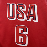 2024 Olympic Game USA  JAMES # 6 Red Basketball Jersey