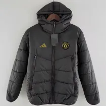 24/25  Man Utd Black Hooded Cotton Coat(Gold Labell) 连帽棉衣(金标）