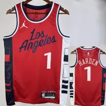 24/25 Clippers HARDEN #1 Red Top Quality Hot Pressing NBA Jersey (Trapeze Edition) 飞人版