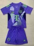 24/25 Bayern Purople Goalkeeper Kids Soccer Jersey