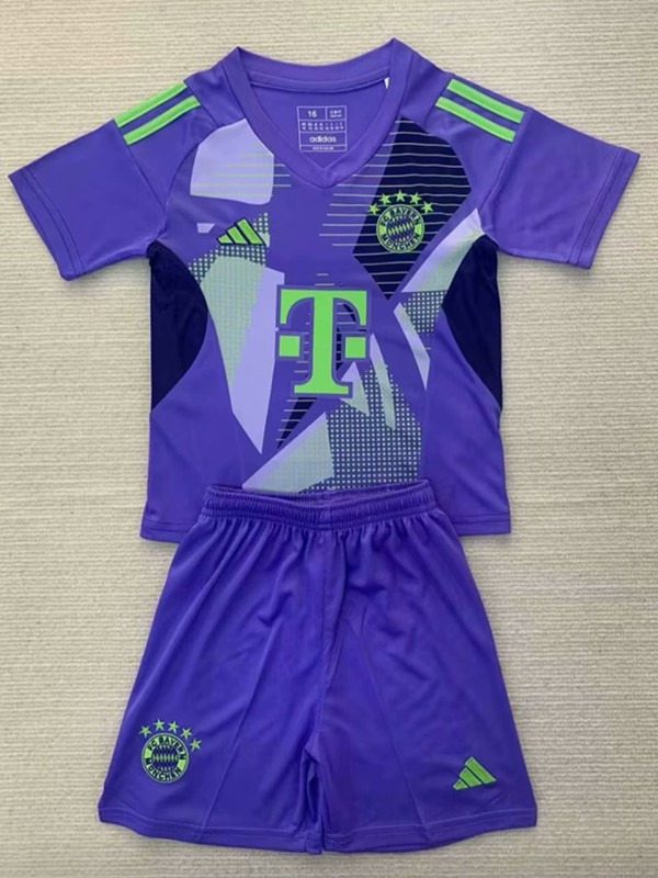 24/25 Bayern Purople Goalkeeper Kids Soccer Jersey