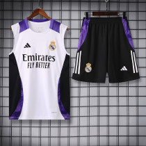 24/25 RMA White(Purple Shoulders) Tank top and shorts suit(白色紫肩）
