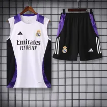 24/25 RMA White(Purple Shoulders) Tank top and shorts suit(白色紫肩）