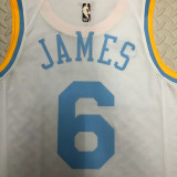 22/23 LAKERS JAMES #6 White Top Quality Hot Pressing NBA Jersey (Retro Logo)