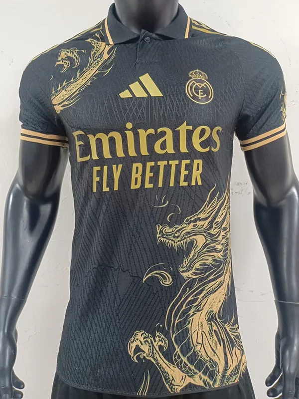 24/25 RMA  Black Golden Dragon  Player Version Soccer Jersey