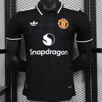 24/25 Man Utd  Black Special Edition Player Version Soccer Jersey(胸前白广告）