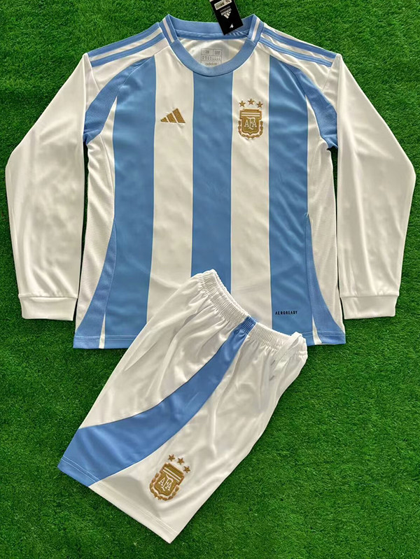 24/25  Argentina Home Kids Long sleeve Soccer Jersey （童装长袖）