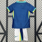 2024 Brazil Away Kids Soccer Jersey
