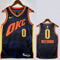 23/24 OKC Thunder WESTBROOK #0 Dark Blue City Edition Top Quality Hot Pressing NBA Jersey