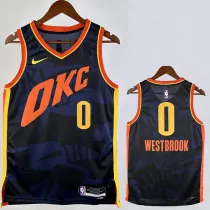 23/24 OKC Thunder WESTBROOK #0 Dark Blue City Edition Top Quality Hot Pressing NBA Jersey