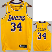 22/23 LAKERS O'NEAL  #34 Yellow Circle Neck  Top Quality Hot Pressing NBA Jersey（圆领）