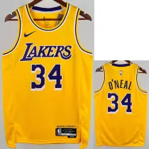 22/23 LAKERS O'NEAL  #34 Yellow Circle Neck  Top Quality Hot Pressing NBA Jersey（圆领）