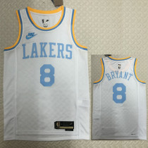 22/23 LAKERS BRYANT #8 White Top Quality Hot Pressing NBA Jersey (Retro Logo)