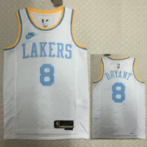 22/23 LAKERS BRYANT #8 White Top Quality Hot Pressing NBA Jersey (Retro Logo)