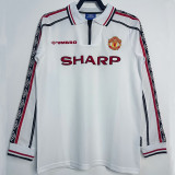 1998/1999 Man Utd  Anniversary Edition White Retro  Long Sleeve Soccer Jersey