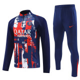 24/25  PSG Sapphire Blue Inkjet  Player version Half Pull Tracksuit  (球员版、半拉链)