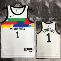 22/23 TIMBERWOLVES EDWARDS #1 White City Edition Top Quality Hot Pressing NBA Jersey