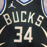 22/23 BUCKS ANTETOKOUNMPO #34 Black Top Quality Hot Pressing NBA Jersey (Trapeze Edition)