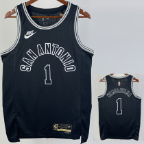 22/23 SA Spurs WEMBANYAMA #1 Black Top Quality Hot Pressing NBA Jersey (Retro Logo)