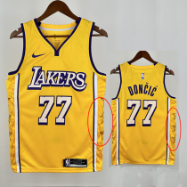 LAKERS DONCIC'#77 Yellow (With star markings)Top Quality Hot Pressing NBA Jersey(侧带星标）
