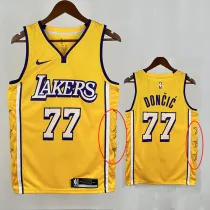 LAKERS DONCIC'#77 Yellow (With star markings)Top Quality Hot Pressing NBA Jersey(侧带星标）