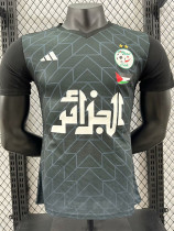 24/25  Algeria Black Check  Player Version Soccer Jersey（胸前白广告）(V领）