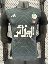 24/25  Algeria Black Check  Player Version Soccer Jersey（胸前白广告）(V领）