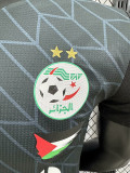 24/25  Algeria Black Check  Player Version Soccer Jersey（胸前白广告）(V领）