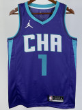 2019/2000 HORNETS BALL #1 Blue CHA Top Quality Hot Pressing NBA Jersey (Trapeze Edition) 飞人版