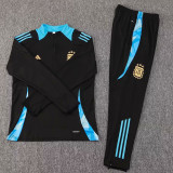 24/25 Argentina Black  Kids  Half Pull Tracksuit  (童装)(半拉链)