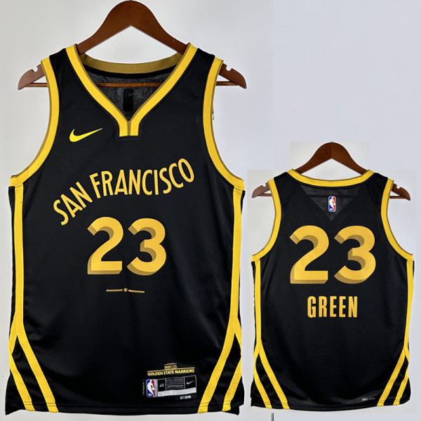 23/24 WARRIORS GREEN #23 Black City Edition Top Quality Hot Pressing NBA Jersey (V领)
