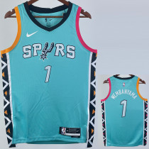 22/23 SA Spurs WEMBANYAMA #1 Blue City Edition Top Quality Hot Pressing NBA Jersey