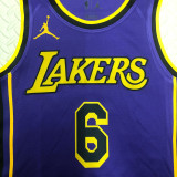 22/23 LAKERS JAMES #6 Purple Top Quality Hot Pressing NBA Jersey (Trapeze Edition)