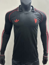 24/25 Man Utd Black Leisure Long Sleeve Player Version Retro Soccer Jersey