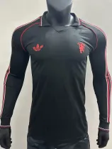 24/25 Man Utd Black Leisure Long Sleeve Player Version Retro Soccer Jersey