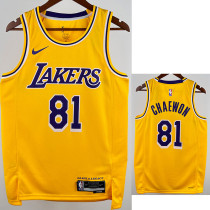 22/23 LAKERS CHAEWON #81 Yellow Top Quality Hot Pressing NBA Jersey(圆领)