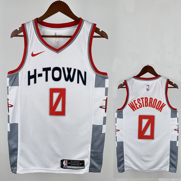 19/20  ROCKETS Russell Westbrook # 0 White Top Quality Hot Pressing NBA Jersey (City Edition)城市版