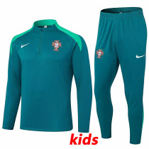 24/25  Portugal Green Kids  Half Pull Tracksuit  (童装)(半拉链)