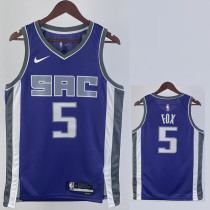 23/24 KINGS FOX #5 Purple Away Top Quality Hot Pressing NBA Jersey(V领）