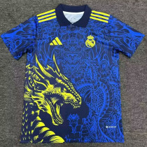 25/26  RMA Golden Dragon Head Blue Edition Fans Soccer Jersey