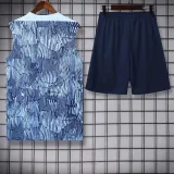 24/25  PSG Blue Striped Silk Tank top and shorts suit