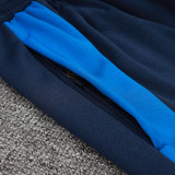 24/25 Italy Royal Blue Hooded  Half Pull Tracksuit(Add Fluff)  (半拉链、加绒F597)