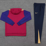 24/25  BAR Wine Red Hooded  Tracksuit(黑色胸花）