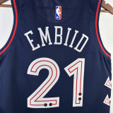 23/24 76ERS EMBIID #21 Dark Blue City Edition Top Quality Hot Pressing NBA Jersey