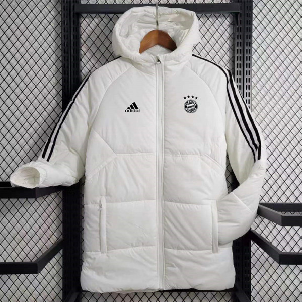 23/24 Bayern White Hooded Cotton Coat Black Edge (黑色边) 棉衣