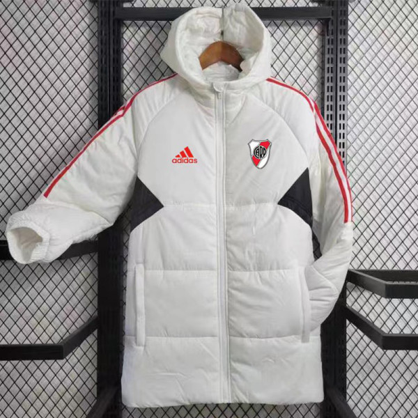 23/24 River Plate White Hooded Cotton Coat Red Edge (红色边) 棉衣