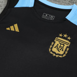 24/25  Argentina Black Tank top Training Shirts(黑色蓝肩）